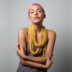 Circle Scarf Necklace - Infinity Loop Scarves - Mustard Necklush